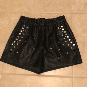 Express faux leather shorts.